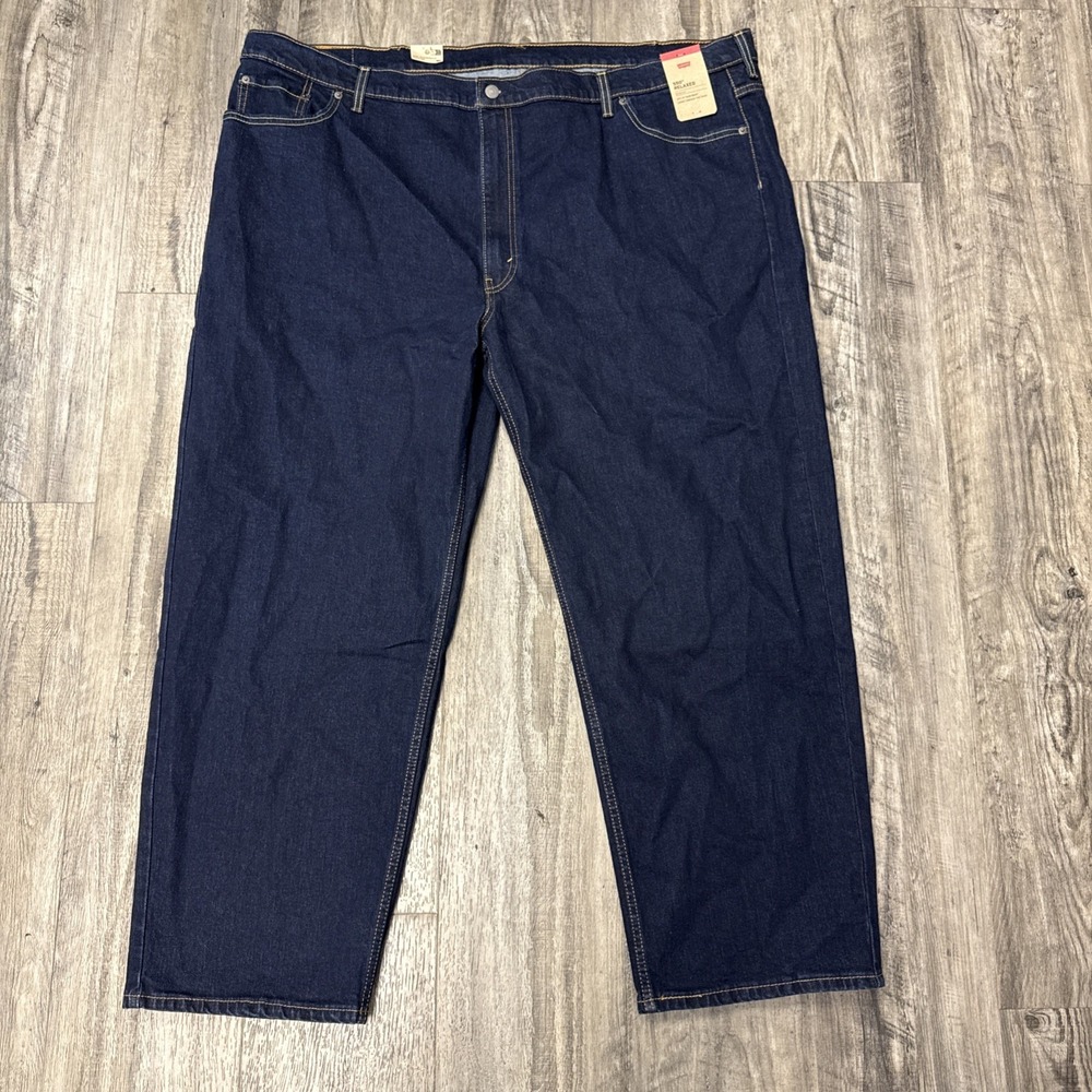 Levis 550 Relaxed Stretch Mens Jeans Size 52x30 Dark Blue Cotton Blend NWT